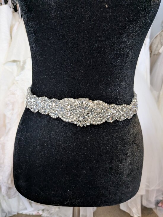 White Organza Ribbon Rhinestone Bridal Belt
